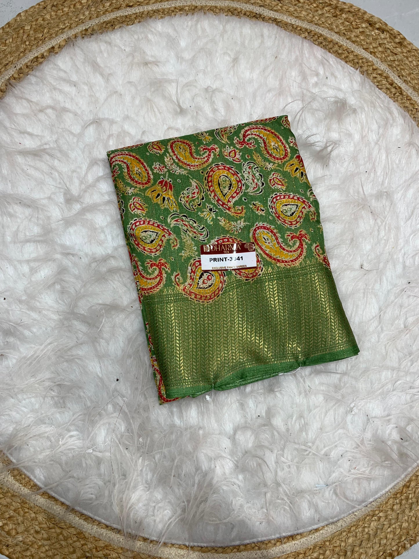 PRINT-3041 HEAVY DOLA RIKO SAREE WITH BEAUTIFUL PADDING PRINT WITH FULL 6.30 MTR CUT