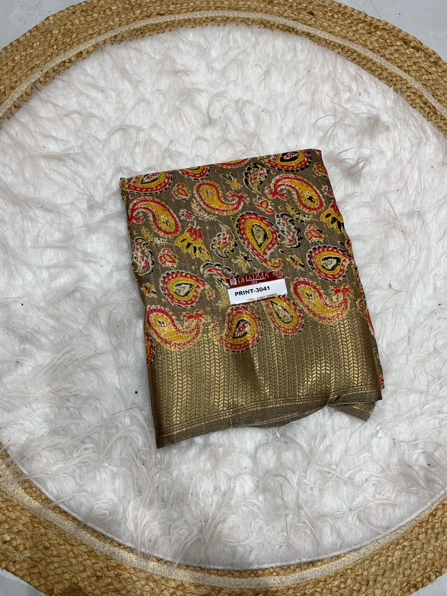 PRINT-3041 HEAVY DOLA RIKO SAREE WITH BEAUTIFUL PADDING PRINT WITH FULL 6.30 MTR CUT