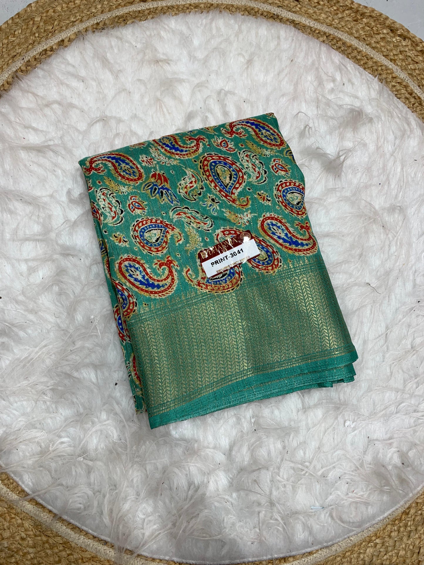 PRINT-3041 HEAVY DOLA RIKO SAREE WITH BEAUTIFUL PADDING PRINT WITH FULL 6.30 MTR CUT