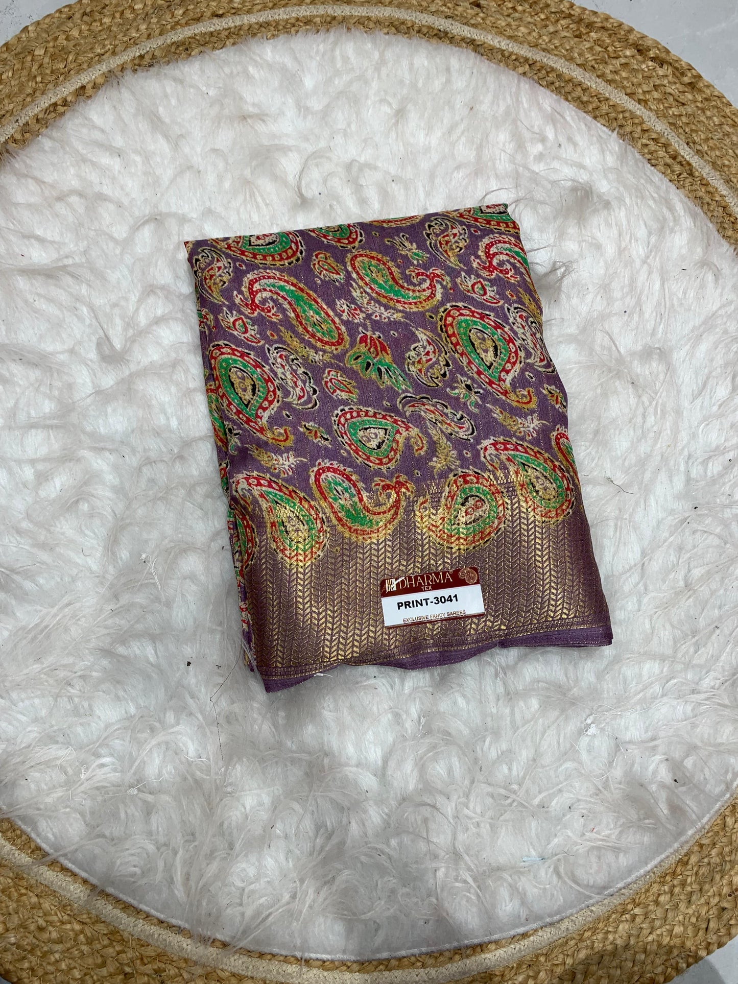 PRINT-3041 HEAVY DOLA RIKO SAREE WITH BEAUTIFUL PADDING PRINT WITH FULL 6.30 MTR CUT