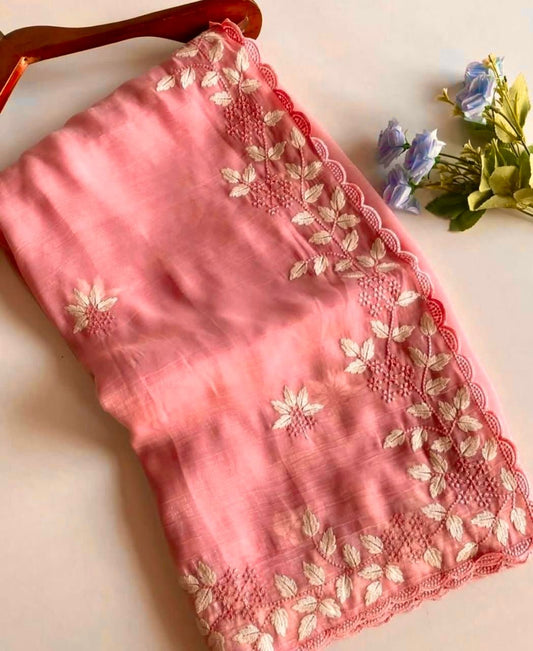NN-2030 CRUNCHY SILK WITH BEAUTIFUL EMBORIDERY C-PALLU WORK WITH THREAD WORK