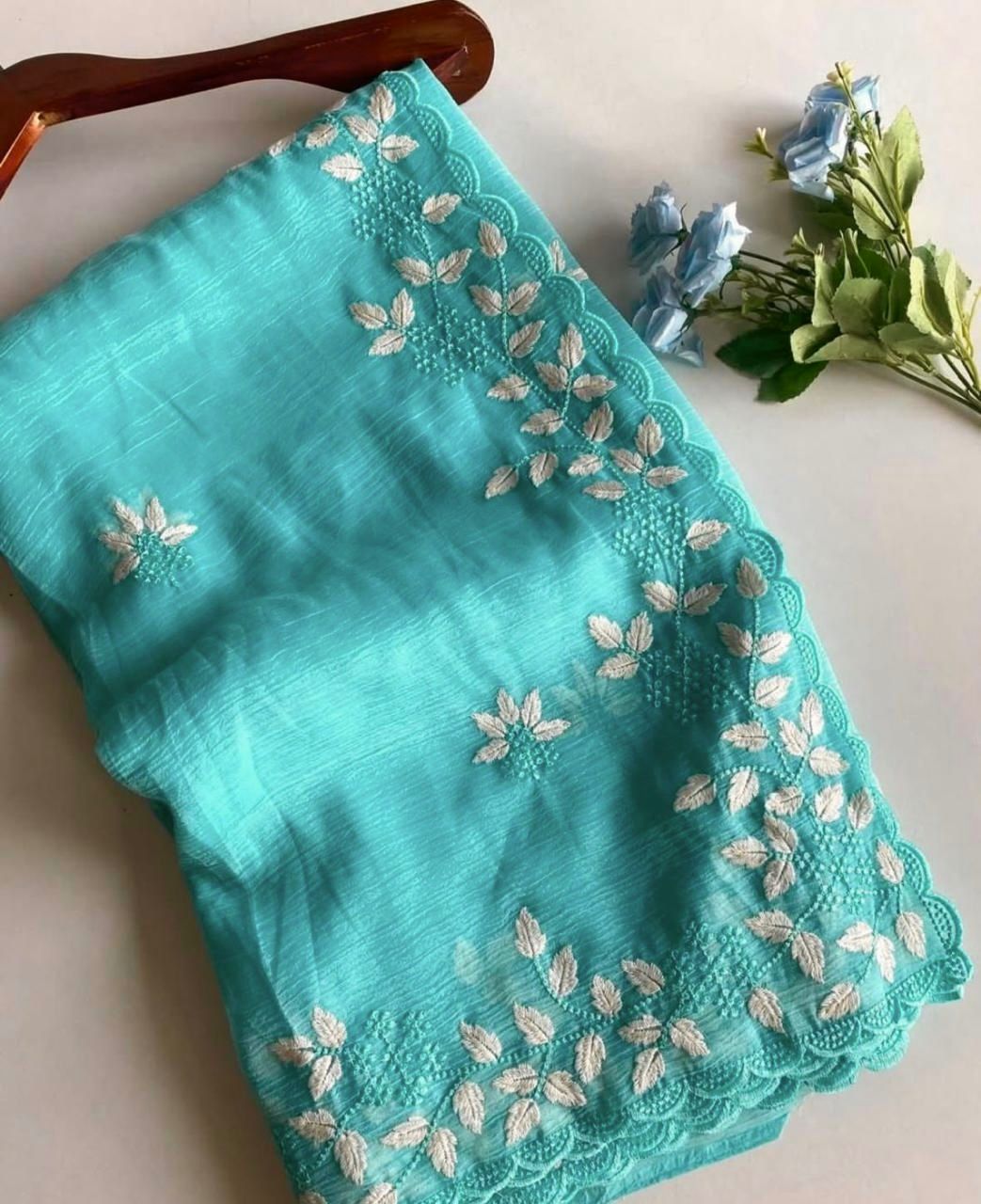 NN-2030 CRUNCHY SILK WITH BEAUTIFUL EMBORIDERY C-PALLU WORK WITH THREAD WORK