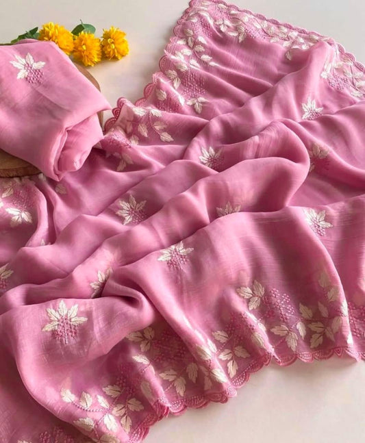 NN-2030 CRUNCHY SILK WITH BEAUTIFUL EMBORIDERY C-PALLU WORK WITH THREAD WORK