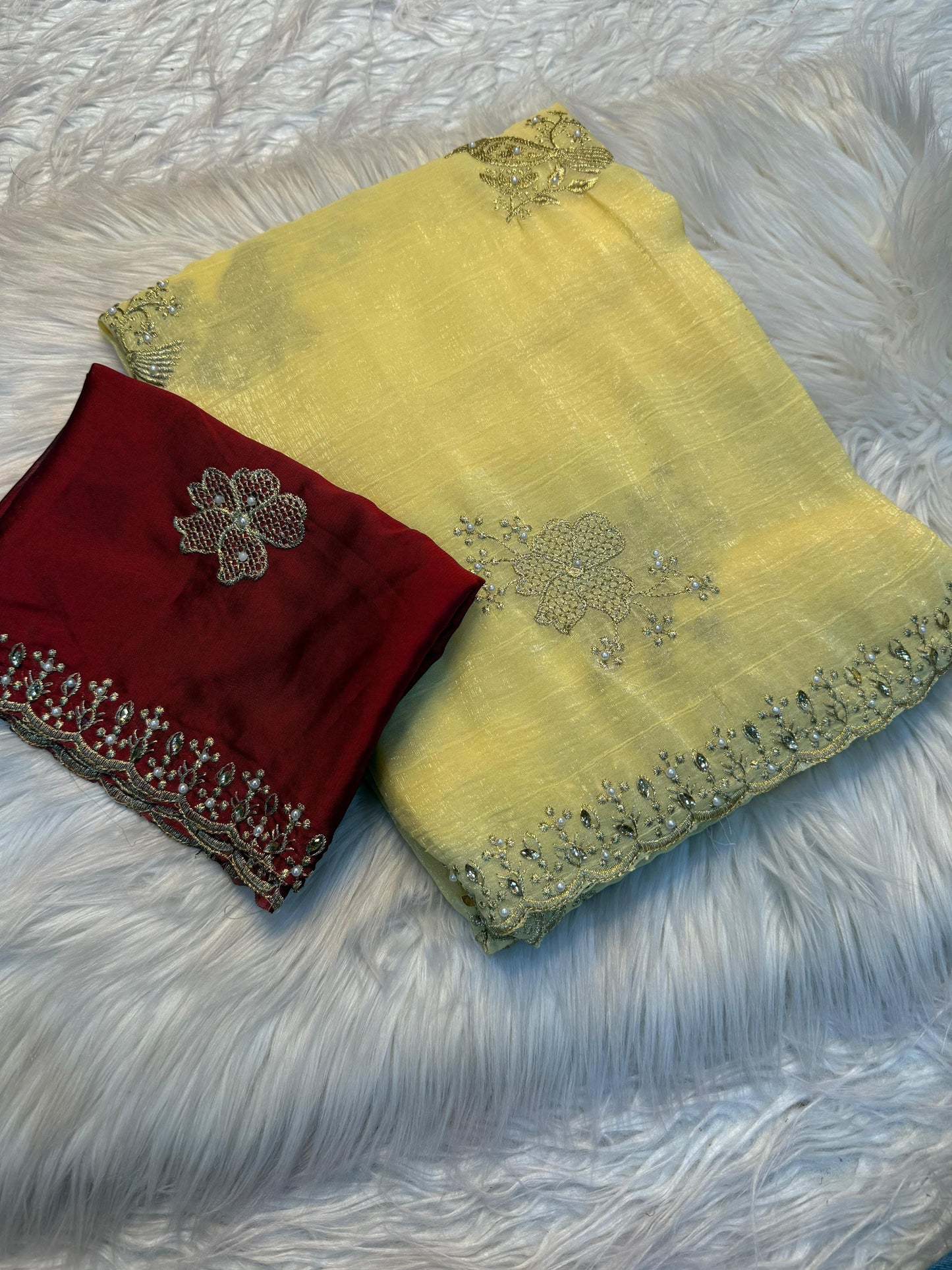 NN-2045 CRUNCHY silk with beautiful embroidery C-pallu work with full of elegance and moti work allover saree with Rangoli silk with blooming colours with heavy embroidary blouse