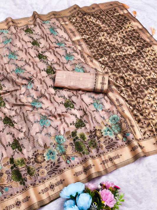 CT-SHAHI COTTON SILK SAREE WITH BEAUTIFUL JHAL FLORAL WEAVING DEDIGN WITH MULTI MEENA PREMIUM TASTE COLLECTION