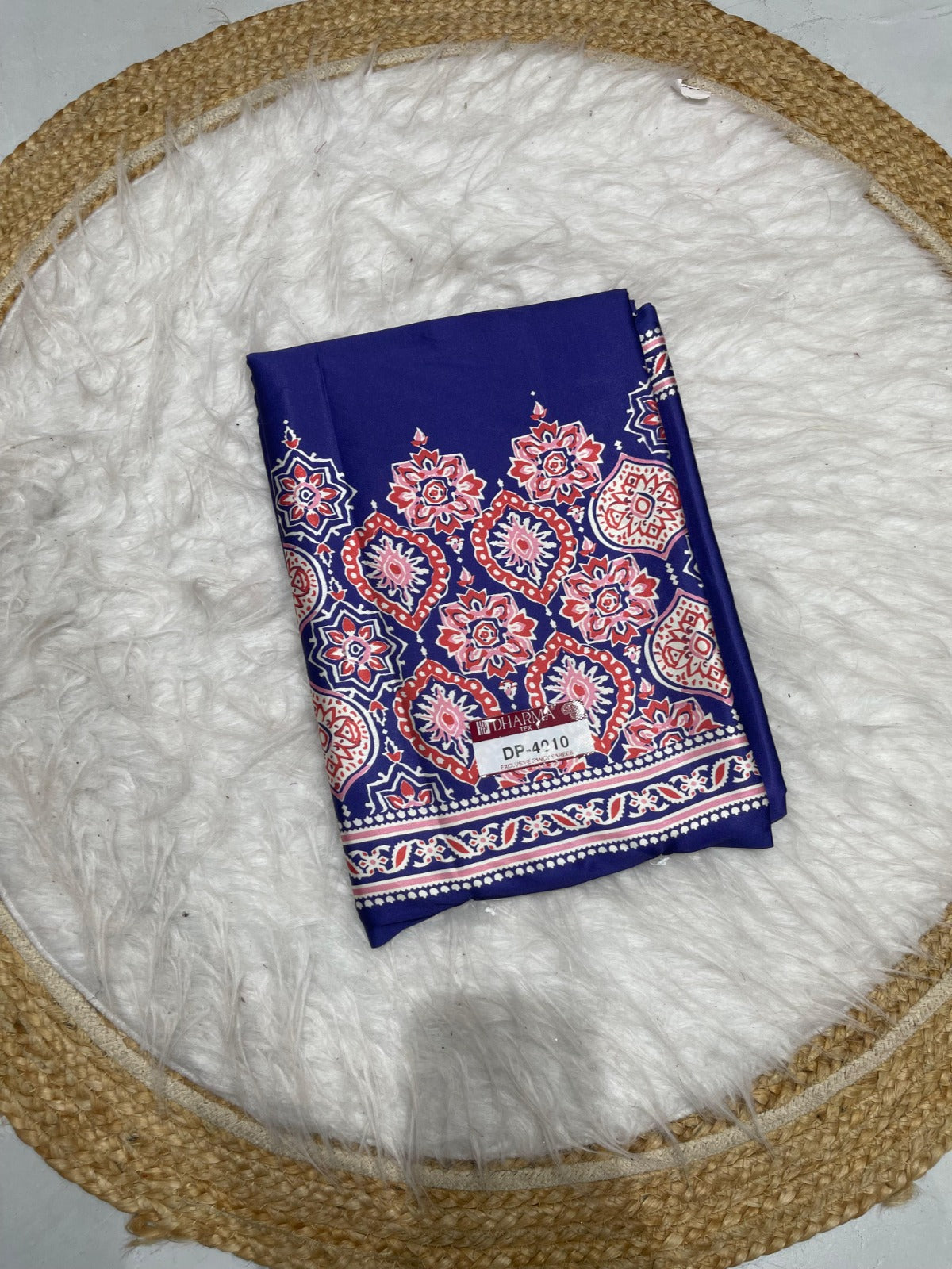 DP-4010 JAPAN SATIN SAREE WITH VIRAL AJRAK PRINT WITH ALL OVER 6.30 MTR CUT