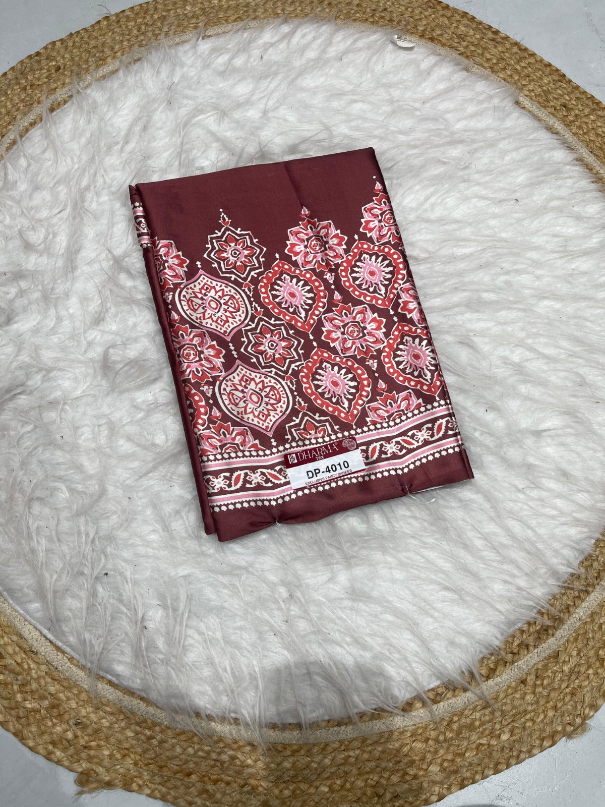 DP-4010 JAPAN SATIN SAREE WITH VIRAL AJRAK PRINT WITH ALL OVER 6.30 MTR CUT