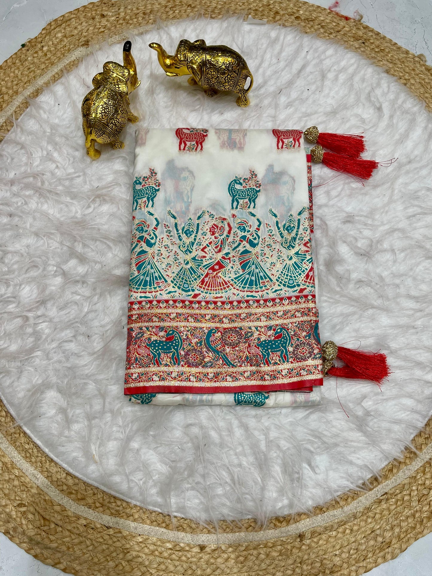AJ-WHITE-BALCHURI SOFT SILK SAREE WITH WHITE RED SAREE WITH POSITION STYLE WEAVING WITH HEAVY LATKAN