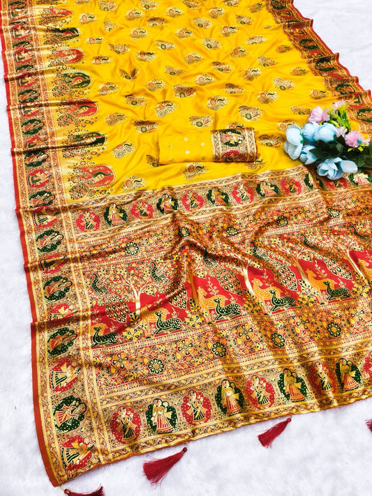 AJ-POSITION-PEACOCK SOFT 50/600 SILK SAREE WITH POSITION STYLE WEAVING WITH HEAVY DESIGN WITH CONTRAST BODY PALLU AND BLOUSE