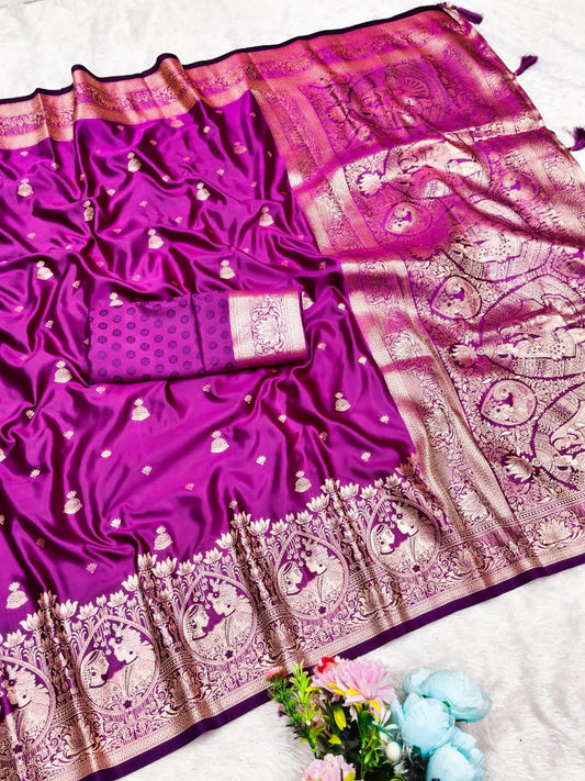 AJ-SAAT-PHERE SATIN SILK SAREE WITH RICH PALLU AND PATLI WORK SPECIAL FESTIVE SEASON DESIGN