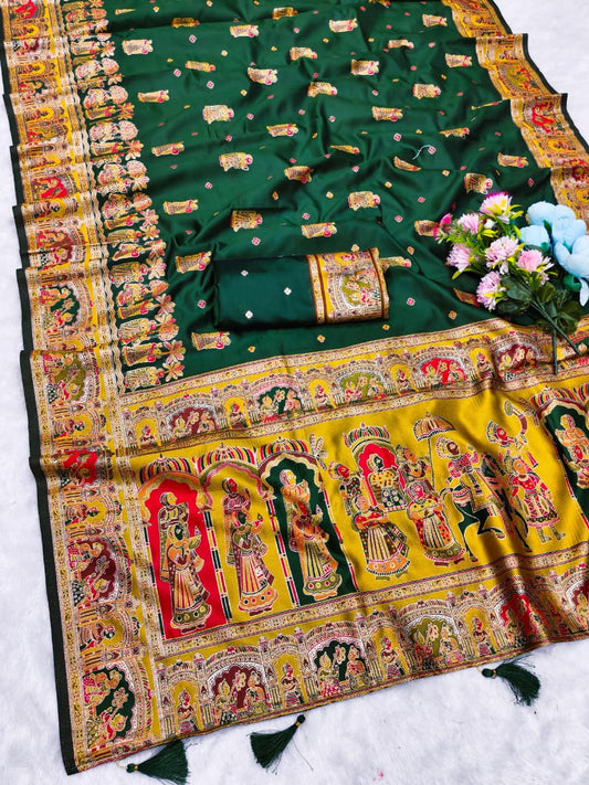 AJ-POSITION RAJPUT KOTA LITCHI SILK SAREE WITH POSITION STYLE WEAVING DESIGN WITH RICH PALLU AND PATLI WORK