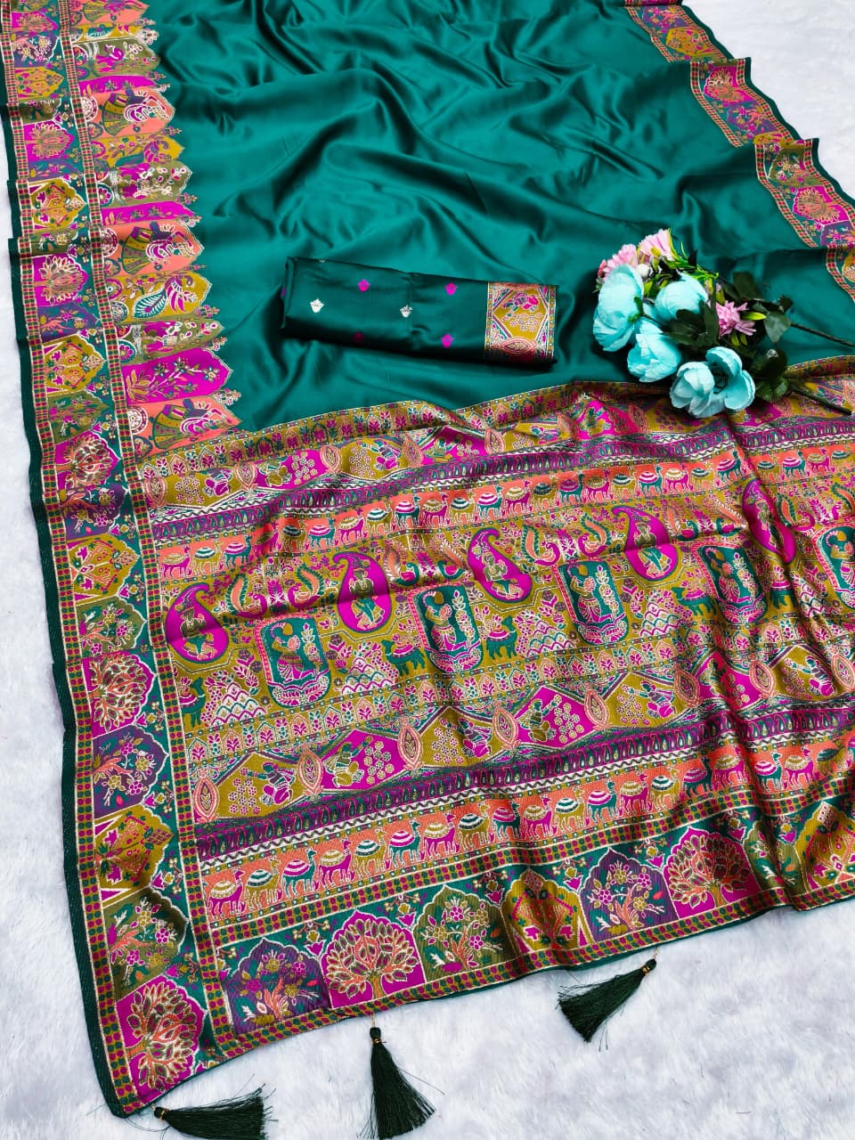 AJ-POSITION PRIYA KOTA LITCHI SILK SAREE WITH POSITION STYLE WEAVING DESIGN WITH RICH PALLU AND PATLI WORK