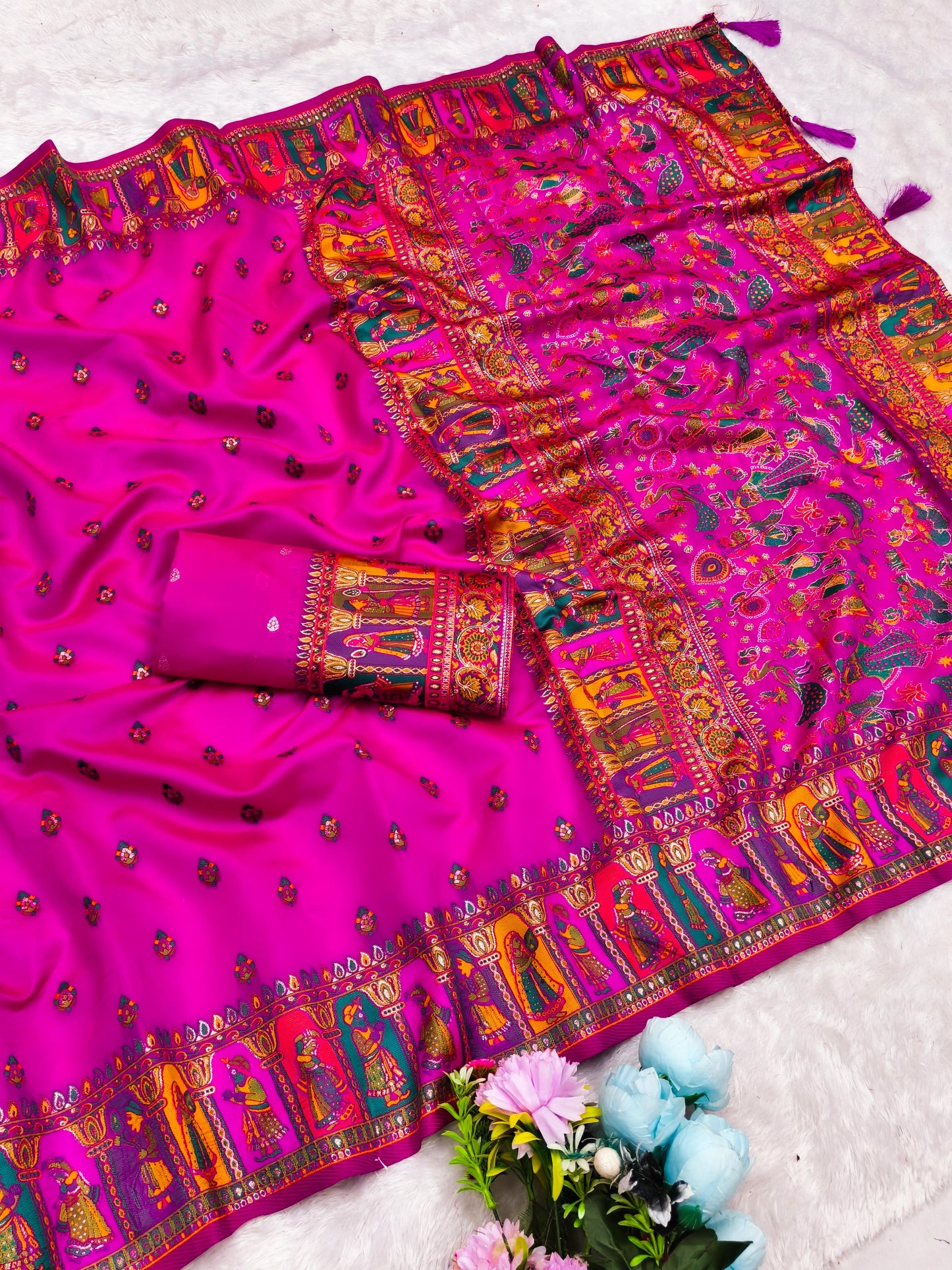 AJ-POSITION PRAJA KOTA LITCHI SILK SAREE WITH POSITION STYLE WEAVING DESIGN WITH RICH PALLU AND PATLI WORK