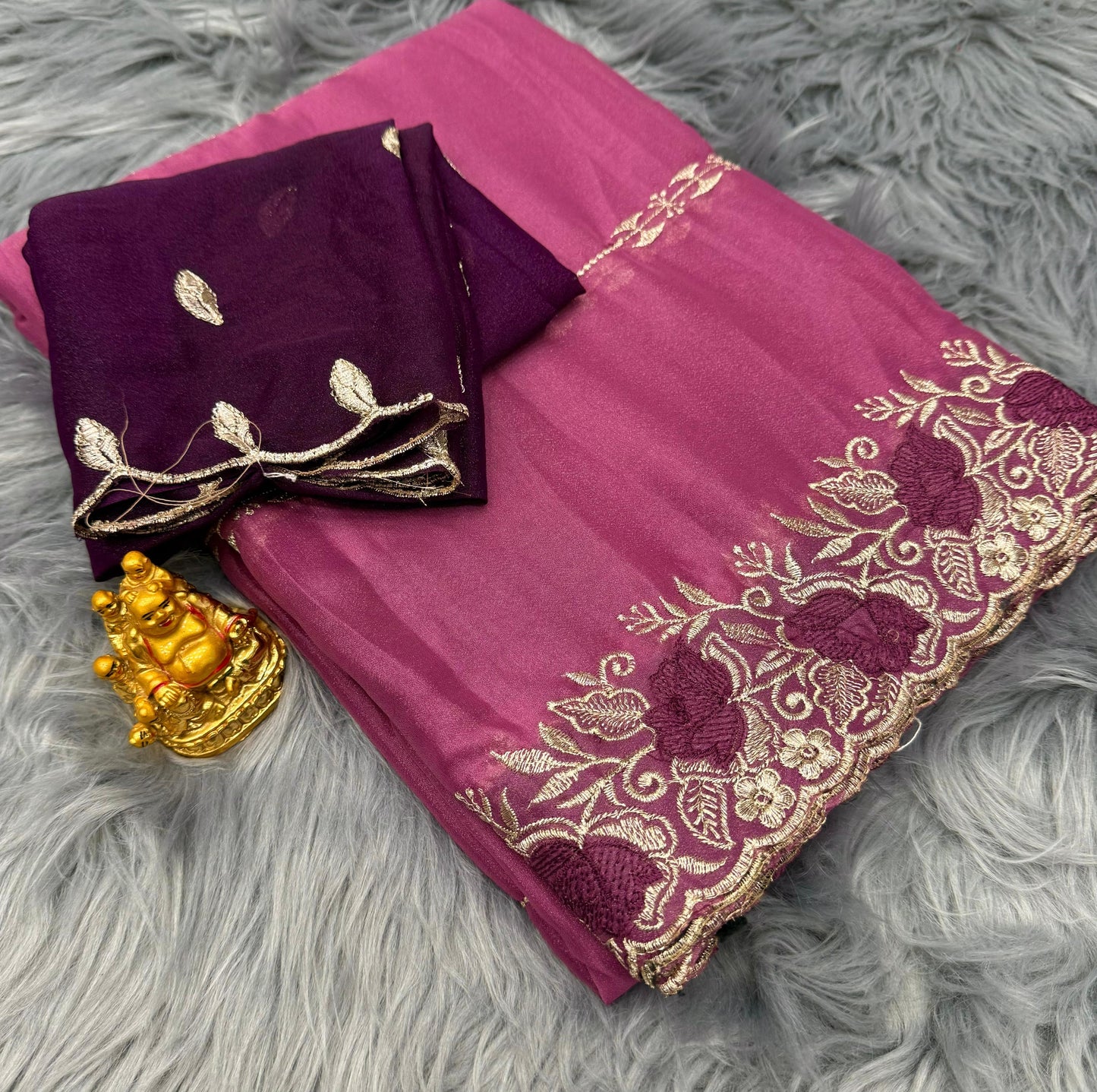 NN-2064 Star georgette fabric with c-pallu work with heavy thread work allover saree tone to tone rich embroidary blouse