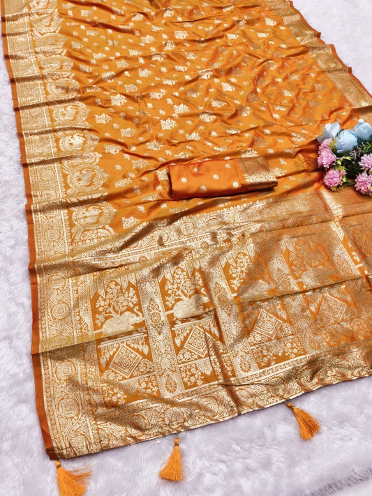 AJ-HASTINAPUR SOFT SILK 50/600 WITH HEAVY PALLU AND WITH BEAUTIFUL WITH PATLI
