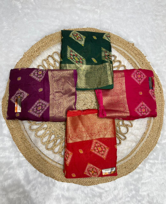 KAS-RAM-LAKHAN-4 FANCY PEACOCK PRINT SAREE WITH JACKQAURD BORDER