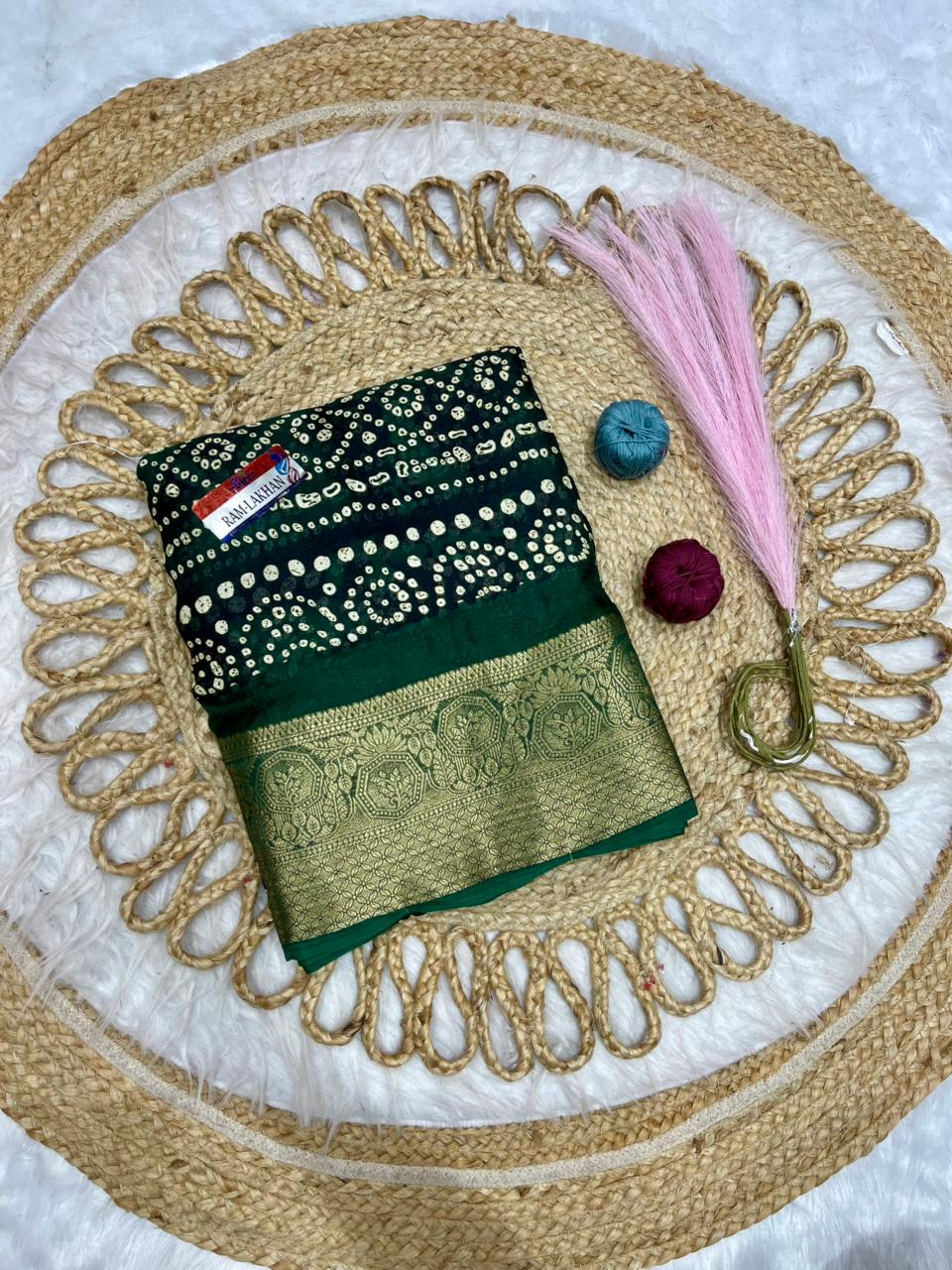 KAS-RAM-LAKHAN-6 FANCY PEACOCK PRINT SAREE WITH JACKQAURD BORDER