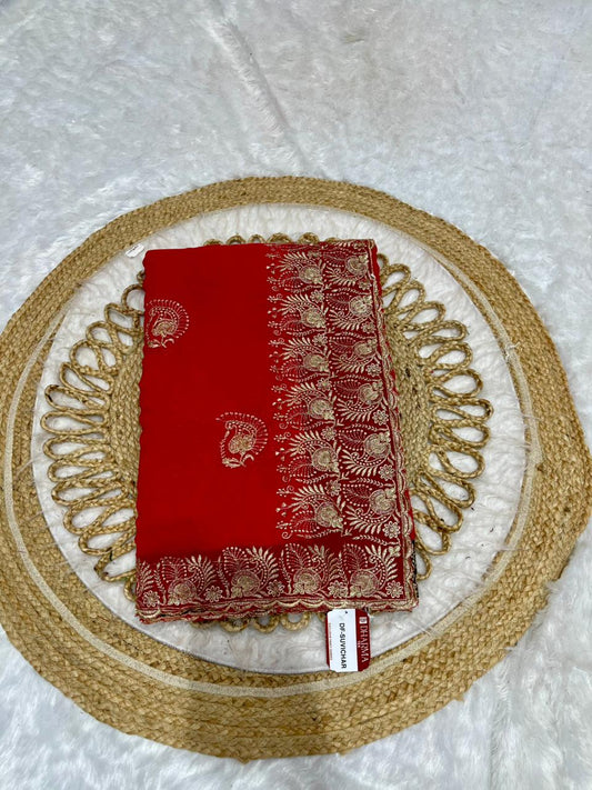 DF-SUVICHAR SIMMER SAREE WITH BEAUTIFUL HEAVY EMBORIDERY WORK