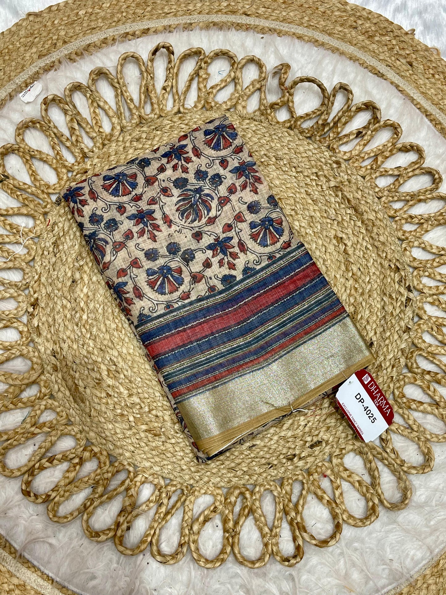 DP-4029 HEAVY LINEN DIGITAL PRINT SAREE WITH BEAUTIFUL PALLU WITH IKKAT PRINT