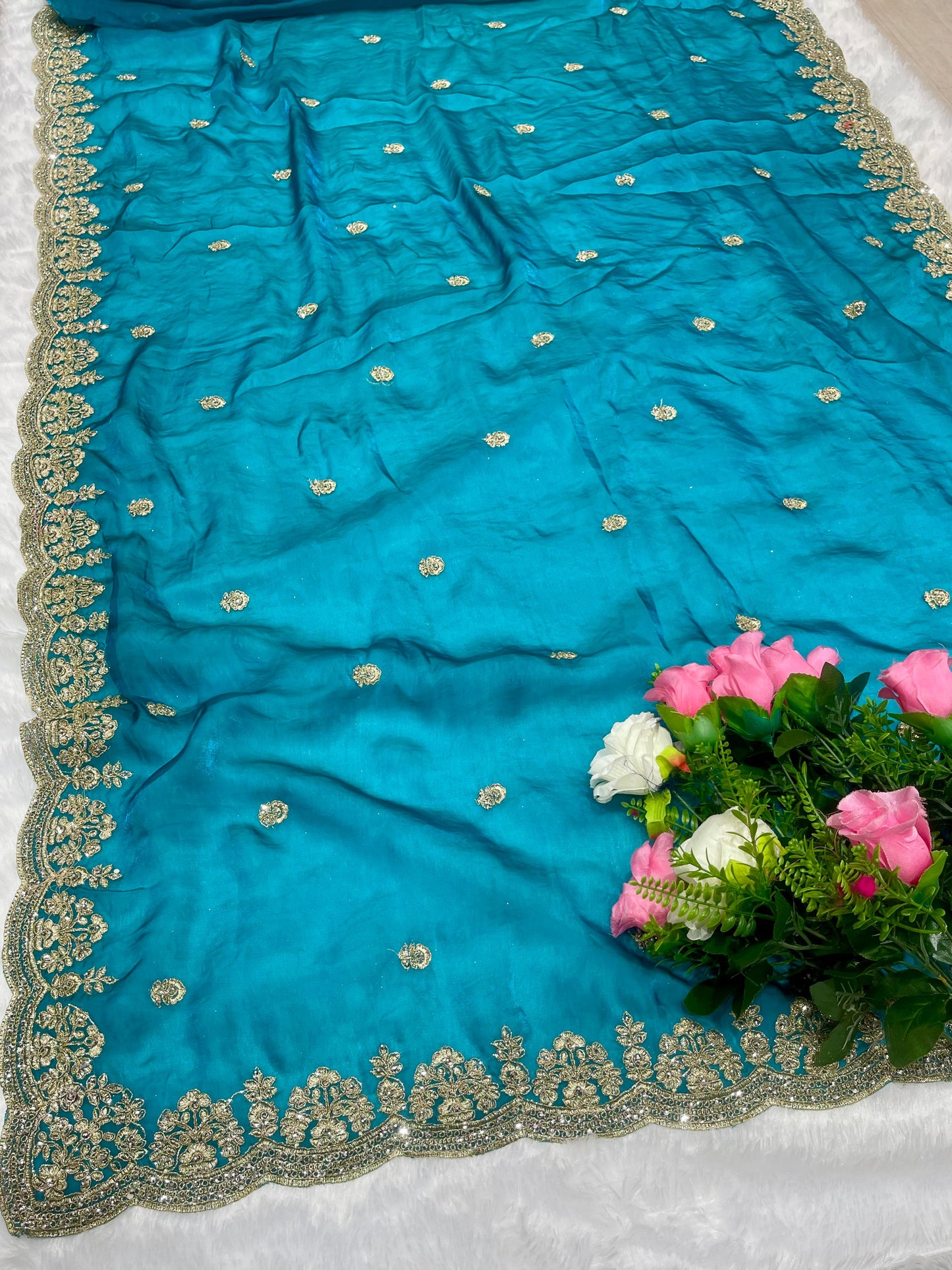 BS-KOTA SATIN SAREE WITH BEAUTIFUL PETHA WORK WITH JARKAN WORK WITH HEAVY BLOUSE