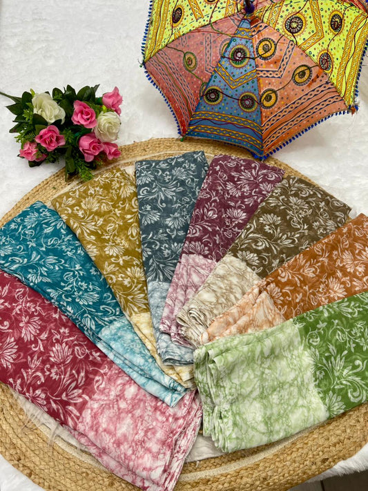 PRINT-3125 Chiffon saree with padding beautiful floral print with blouse