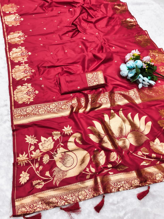 AJ-SWRAJ-L SOFT SILK VIRAL RAJ LAXMI THAKSHAILA PAITHANI WITH TASSELS