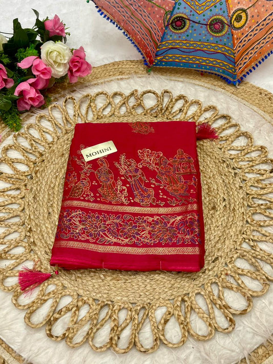 KAS-MOHINI Dull Moss with Padding Foil Print with Piping