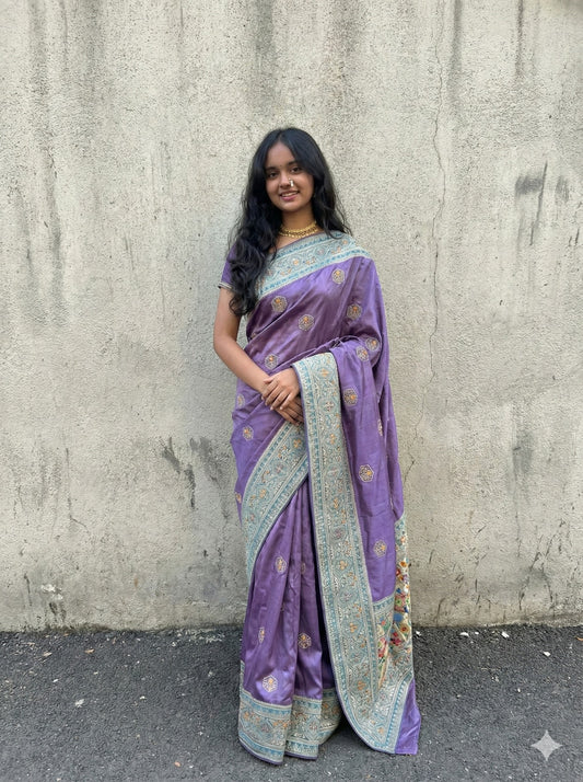 BS-ANITA ORIGINAL CHOCLATE SAREE WITH BEAUTIFUL BANDANI DESIGN WITH BOX PALLU DESIGN AND HEAVY THREAD WORK WITH HEAVY BLOUSE