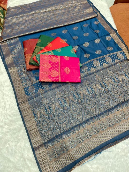 AJ-DIVYANSHU SOFT LITCHI KOTA SILK WITH RICH PALLU AND BEAUTIFUL DESIGN WITH BROCADE BLOUSE