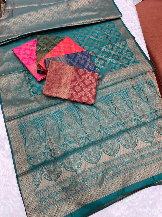 AJ-LEXICO SOFT LITCHI KOTA SILK WITH RICH PALLU AND BEAUTIFUL DESIGN WITH BROCADE BLOUSE