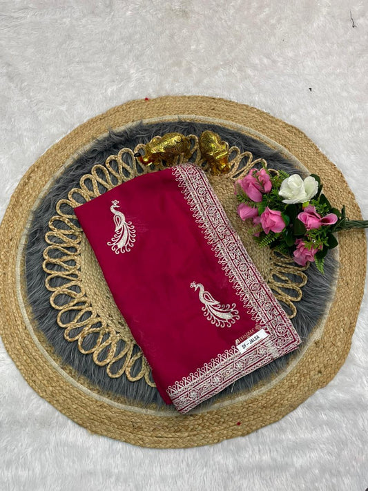 SF-JALSA STAR GEORGETTE SAREE WITH BEAUTIFUL EMBROIDERY WORK WITH BEAUTIFUL PLAIN WORK