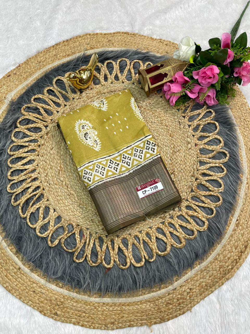 CP-7109 DOLA SILK SAREE WITH BEAUTIFUL RICH PALLU AND BEAUTIFUL DESIGN WITH JACQUARD BORDER WITH BEAUTIFUL BLOUSE