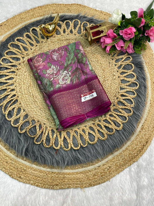 CP-7106 MAL COTTON SAREE WITH BEAUTIFUL RICH PALLU AND BEAUTIFUL DESIGN WITH JACQUARD BORDER WITH BEAUTIFUL BLOUSE