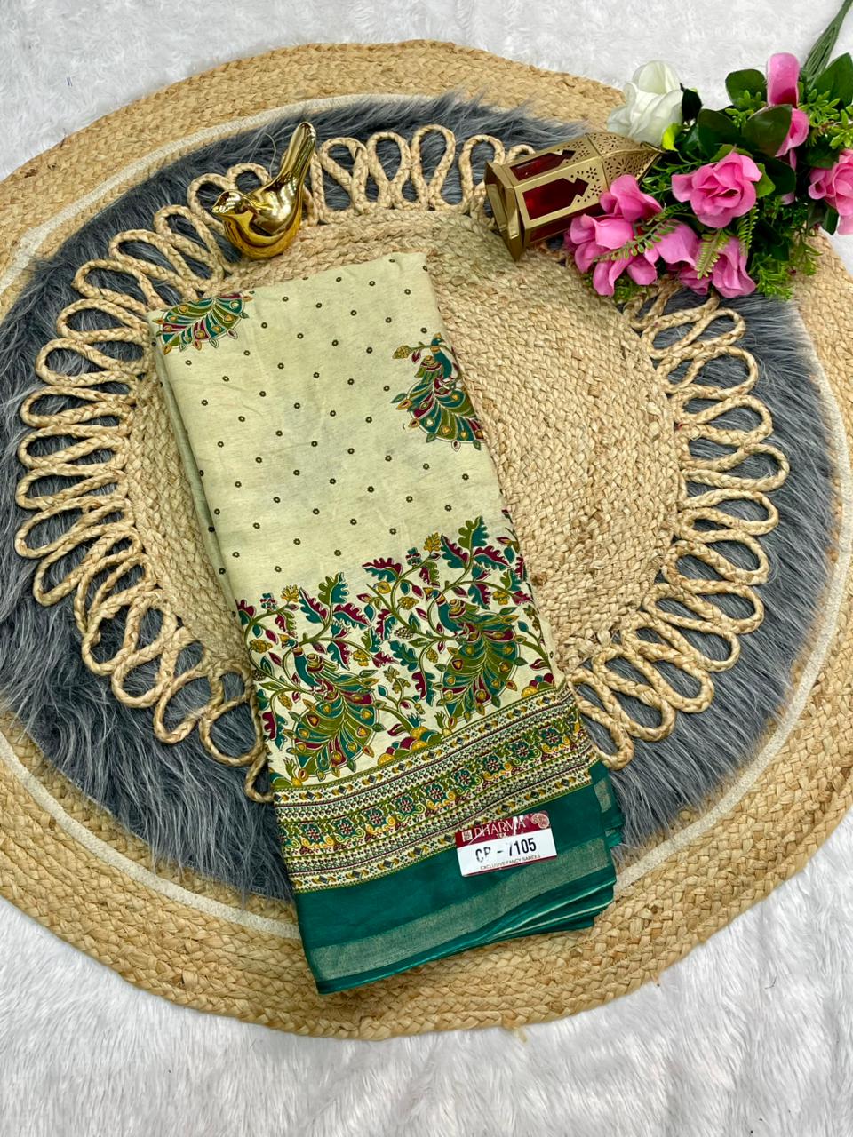 CP-7105 MAL COTTON SAREE WITH BEAUTIFUL RICH PALLU AND BEAUTIFUL DESIGN WITH JACQUARD BORDER WITH BEAUTIFUL BLOUSE