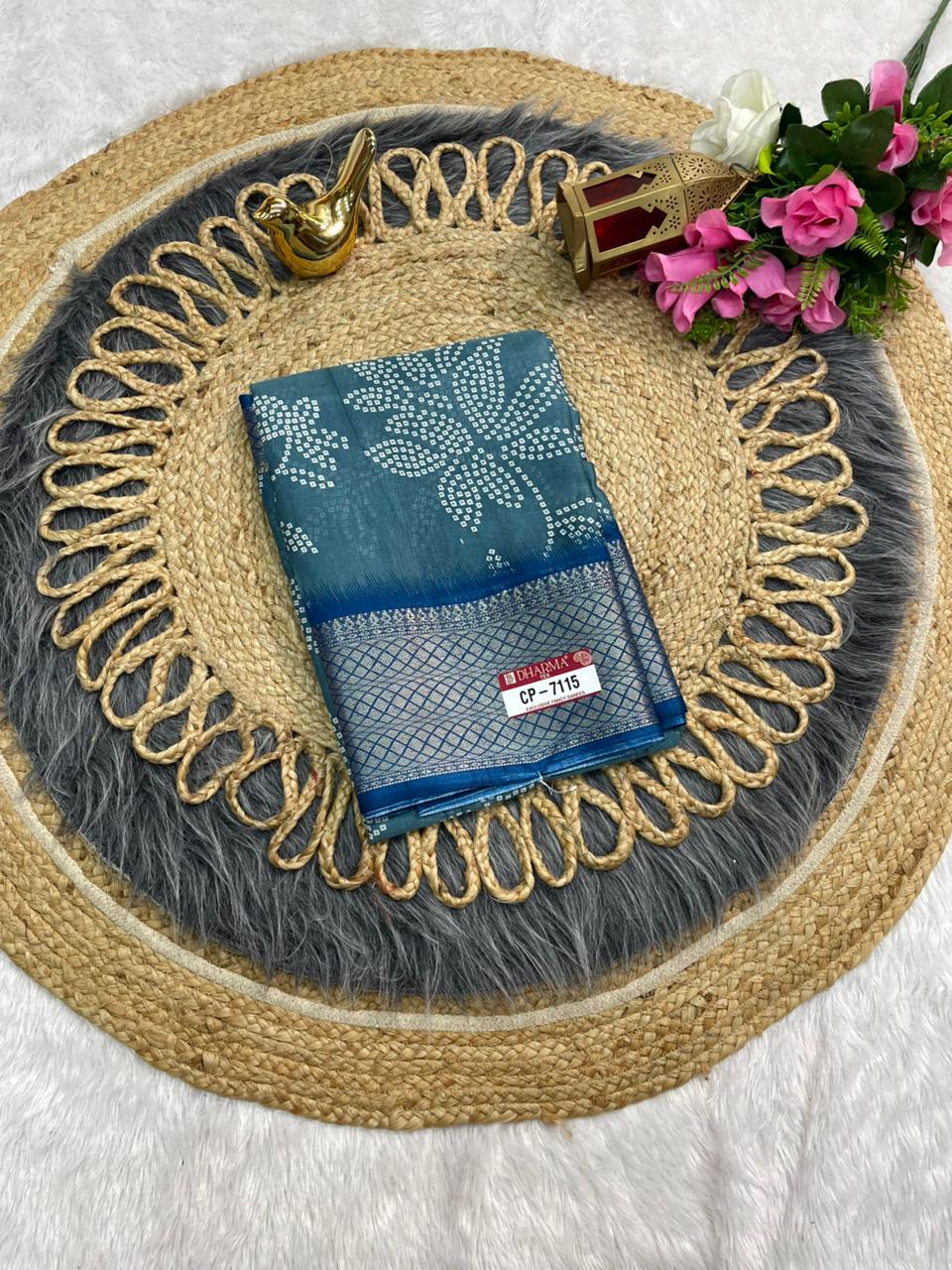 CP-7115 DOLA SILK SAREE WITH BEAUTIFUL RICH PALLU AND BEAUTIFUL DESIGN WITH JACQUARD BORDER WITH BEAUTIFUL BLOUSE