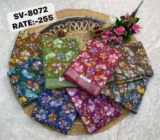 SV-8072 LINEN SAREE WITH LOVELY AND BEAUTIFUL DESIGN WITH BEAUTIFUL BLOUSE