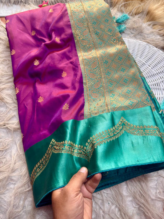SA-7086 SOFT SILK FABRIC SAREE WITH BEAUTIFUL RICH PALLU DESIGN WITH SIROSKI WORK WITH TASSELS WITH BLOUSE