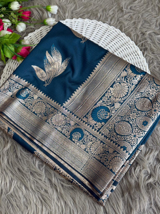 SA-7064 SOFT SILK SAREE WITH BEAUTIFUL DESIGN WITH TONE TO TONE MEENA WORK WITH BLOUSE AND BANARASI JAREE