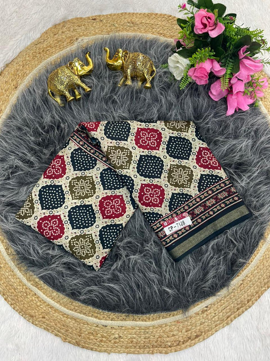 CP-7128 MAL COTTON SAREE WITH RANG KAT DESIGN WITH BEAUTIFUL PALLU AND BLOUSE