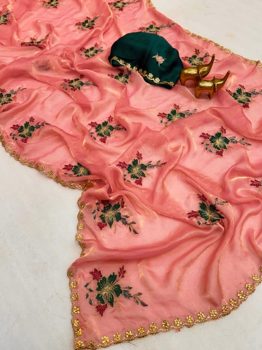 NN-2148 RANGOLI CHIFFON FABRIC WITH C-PALLU WORK AND BEAUTIFUL THREAD WORK WITH FLOWER BUTTA ALLOVER IN SAREE WITH BEAUTIFUL CONTRAST WORK BLOUSE