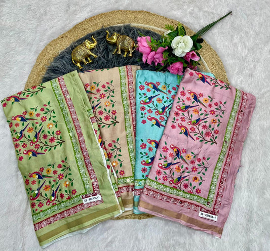 SB-PRERNA-3 HEAVY MAL COTTON SAREE WITH BEAUTIFUL AARI WORK WITH DIGITAL PRINT BEAUTIFUL DESIGN WITH CONTRASY PALLU WITH BEAUTIFUL BLOUSE