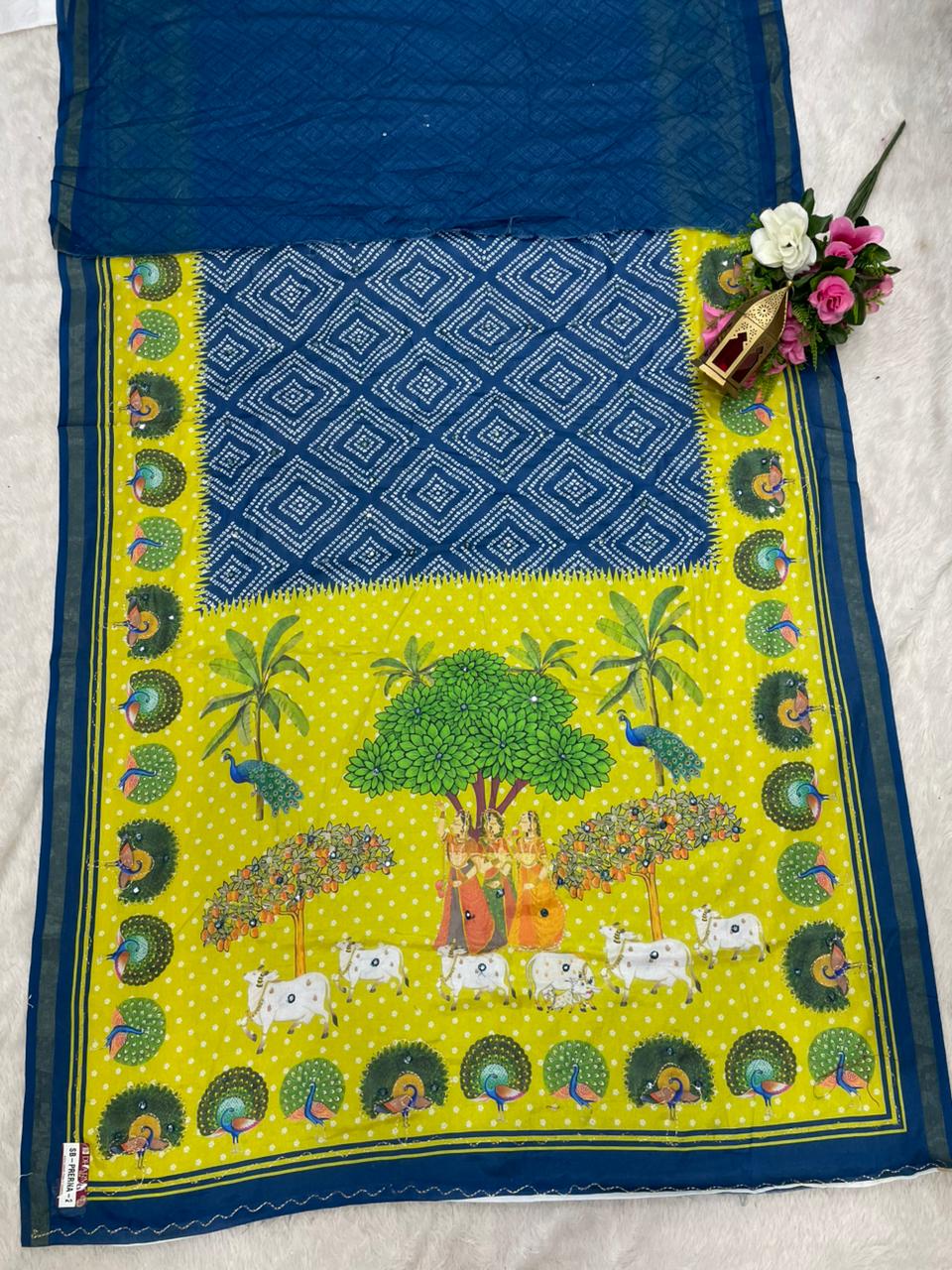 SB-PRERNA-2 HEAVY MAL COTTON SAREE WITH BEAUTIFUL AARI WORK WITH DIGITAL PRINT BEAUTIFUL DESIGN WITH CONTRASY PALLU WITH BEAUTIFUL BLOUSE
