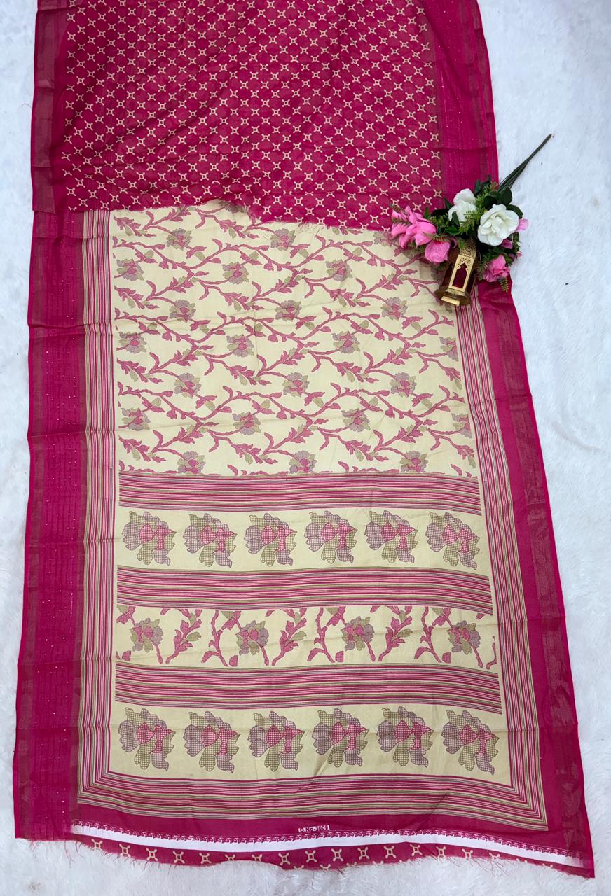 CP-7133 DOLA SEQUENCE FABRIC SAREE WITH BEAUTIFUL DESIGN ON PALLU WITH BUTTI BLOUSE AND TRENDING SAREE