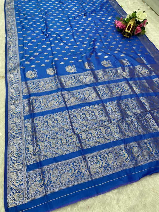 AJ-MORNI SOFT SILK FABRIC SAREE WITH BEAUTIFUL DESIGN WITH RICH PALLU DEISGN WITH PEACOCK DESIGN ON PALLU WITH BLOUSE