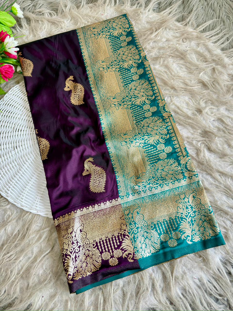 SA-7093 SOFT SILK SAREE WITH BEAUTIFUL PAITHANI DESIGN WITH BEAUTIFUL DESIGN WITH CONTAST BLOUSE