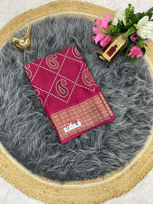 CP-7136 DOLA SAREE WITH BEAUTIFUL RICH PALLU AND BEAUTIFUL DESIGN WITH JACQUARD BORDER WITH BEAUTIFUL BLOUSE