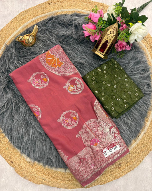 SB-DESI GIRL STAR GEORGETTE FABRIC SAREE WITH BEATIFUL PALLU AND DESIGN WITH CONTRAST BLOUSE