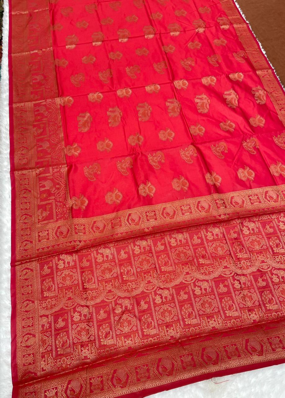AJ-RAGINI KOTA LITCHI SAREE WITH JAREE EMBROIDERY WITH TWO TONE JAREE WORK WITH BEAUTIFUL BROCADE BLOUSE