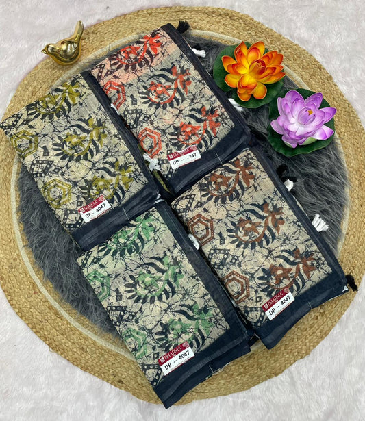 DP-4047 LINEN SAREE WITH LOVELY DEGITAL PRINT WITH BEAUTIFUL DESIGN AND TASSELS