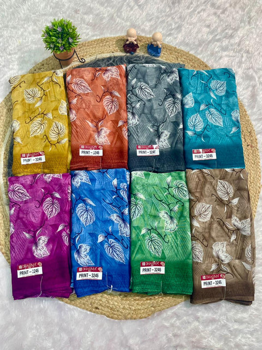 PRINT-3246 CHIFFON FABRIC SAREE WITH BEAUTIFUL FLOWER SAREE WITH SOFT FABRIC WITH BLOUSE